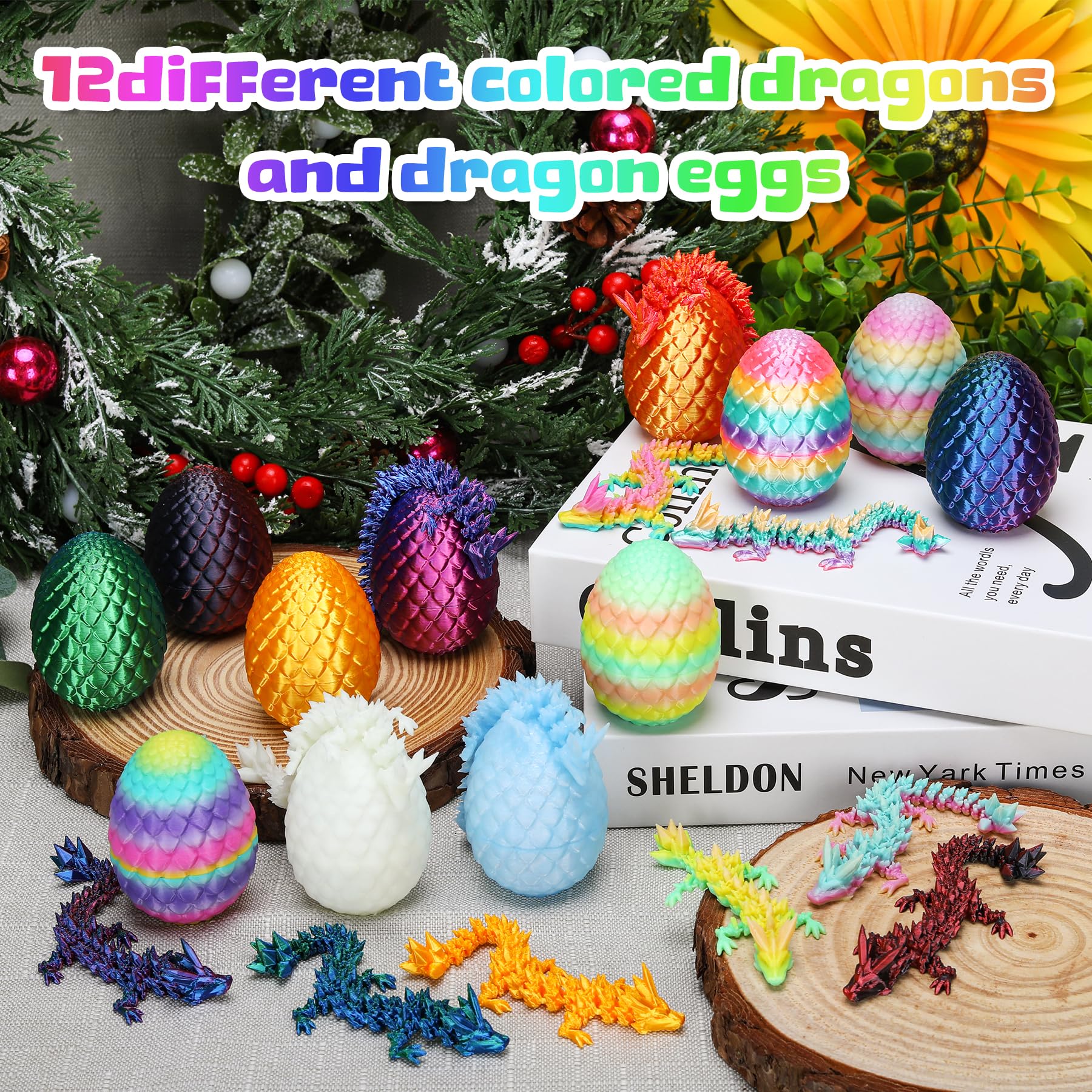 Bgezxuy crystal dragon figure in vibrant egg colors for display and play
