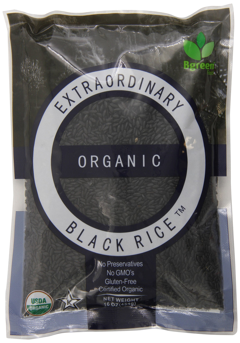 Bgreen Organic Black Rice packaging shows premium organic grain for wholesome gluten-free meals.