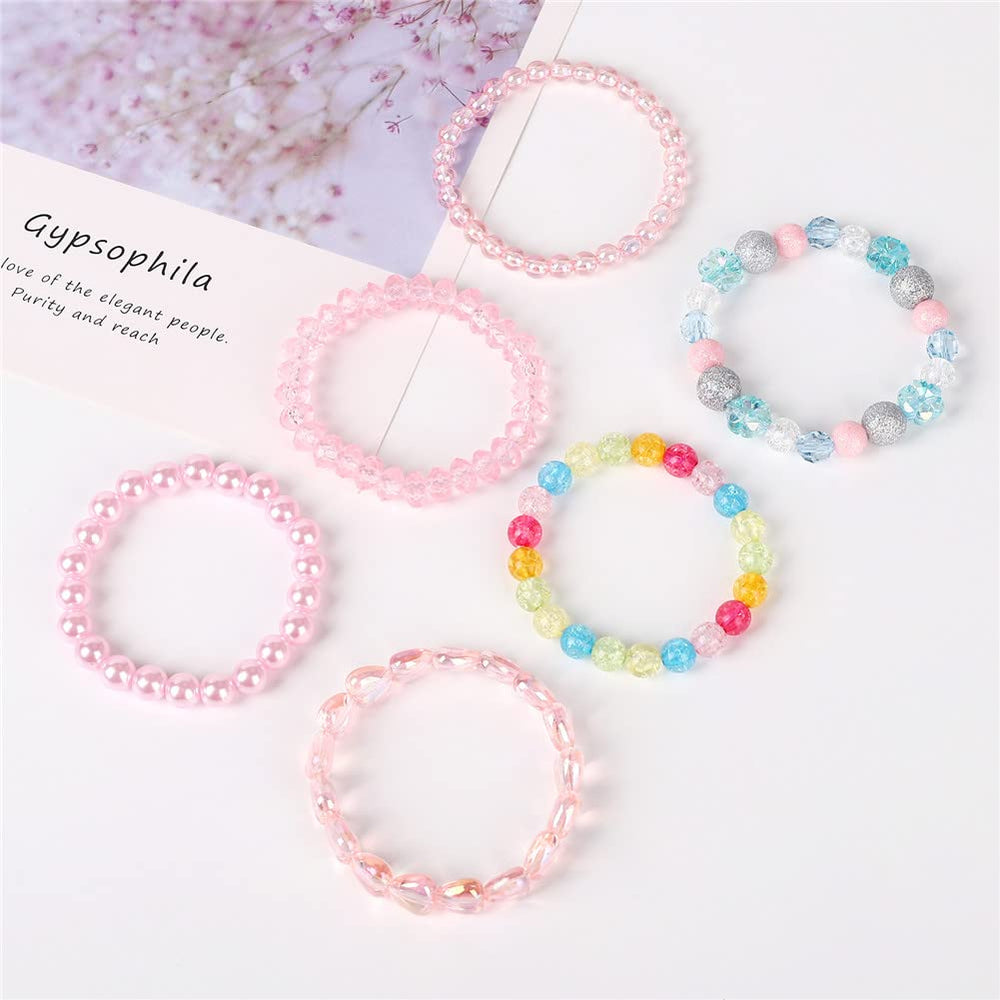 BGSHEMNI rainbow stretchy bead bracelets showcasing vibrant colors for versatile daily wear.