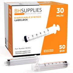 BH Supplies 30ml Luer Lock syringe with leak-free tip for precise dosing.
