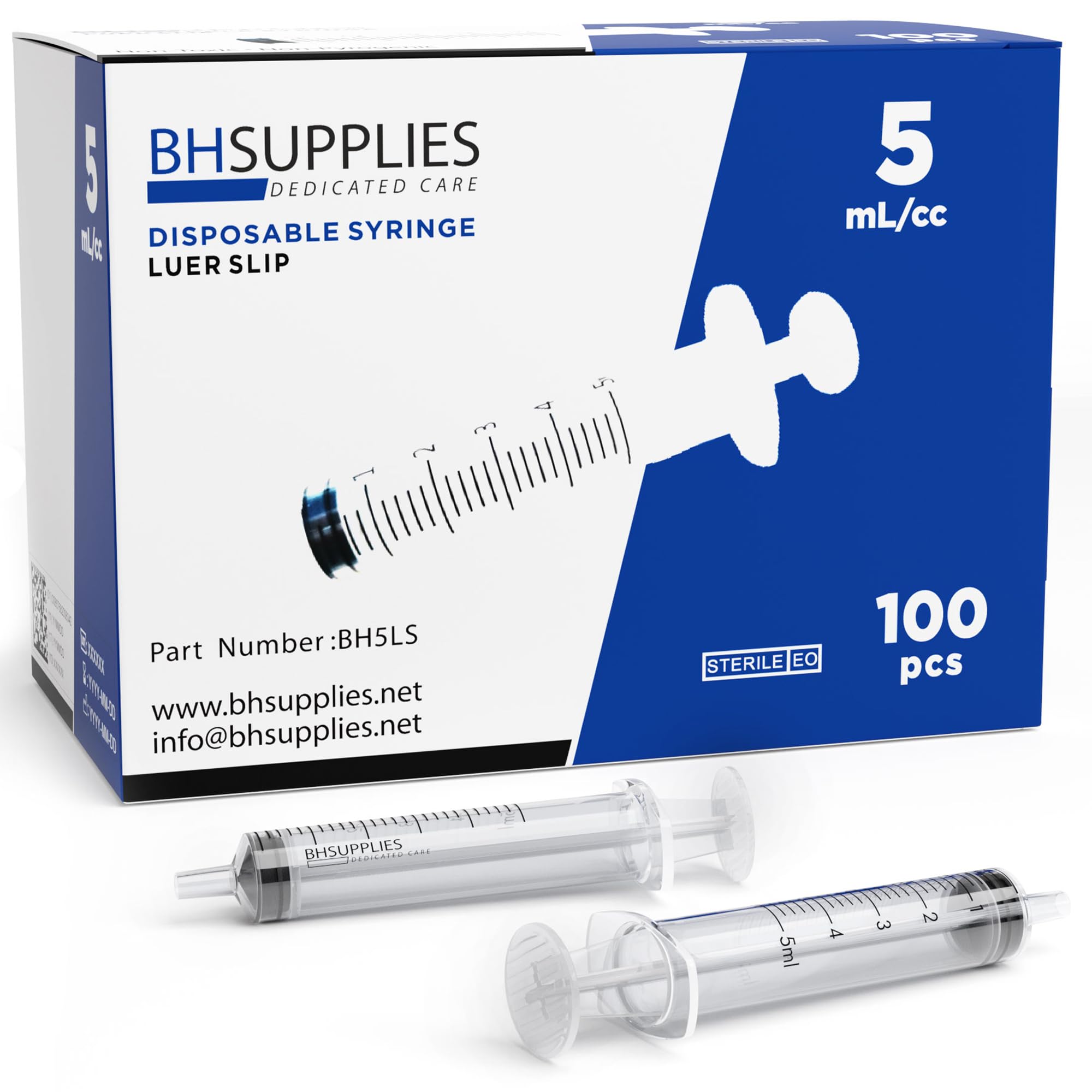 BH Supplies 5ml oral syringe with no needle in sterile packaging for clean dispensing.
