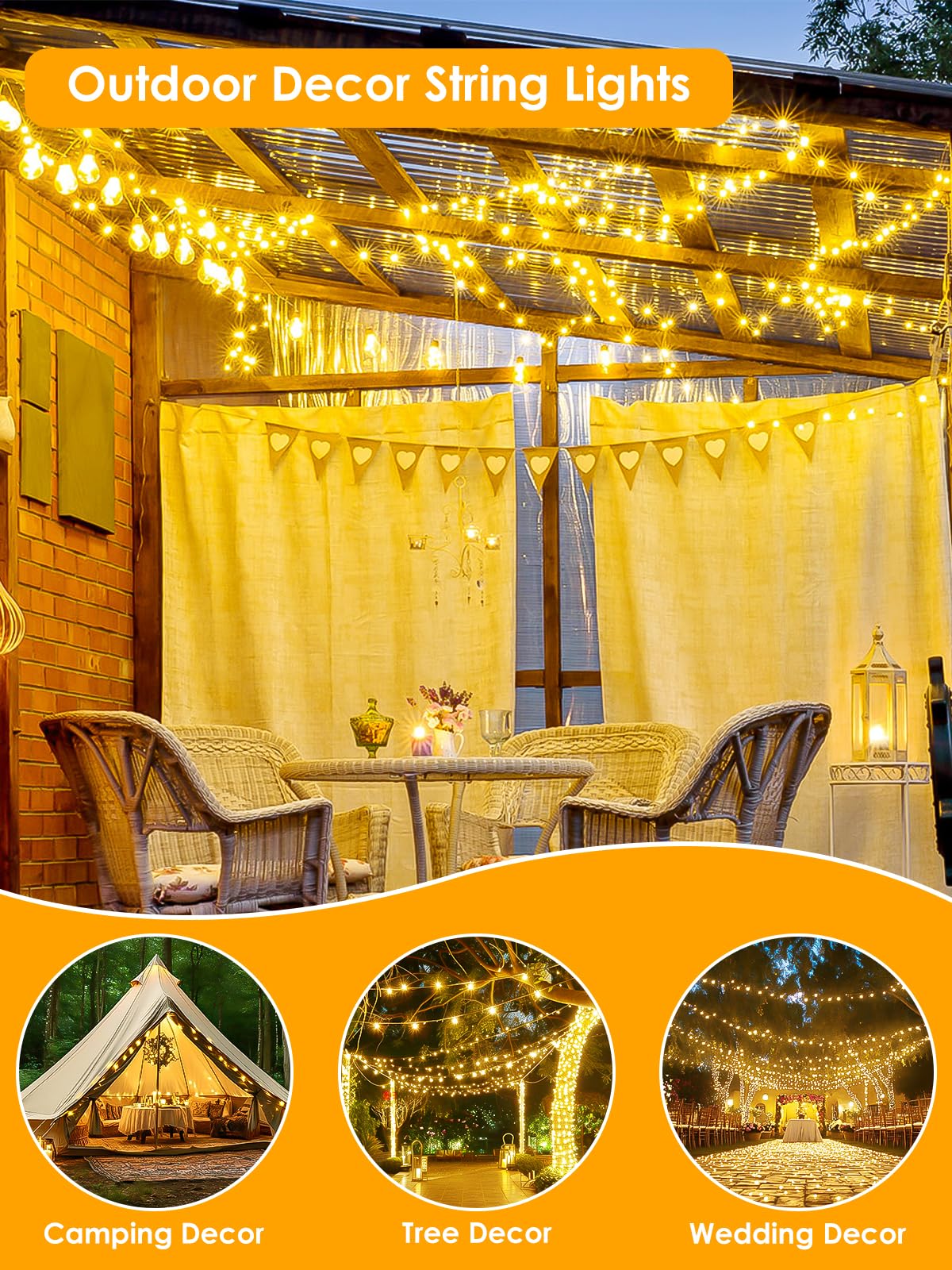 BHCLIGHT indoor outdoor decor ideas for bedroom, garden, and parties