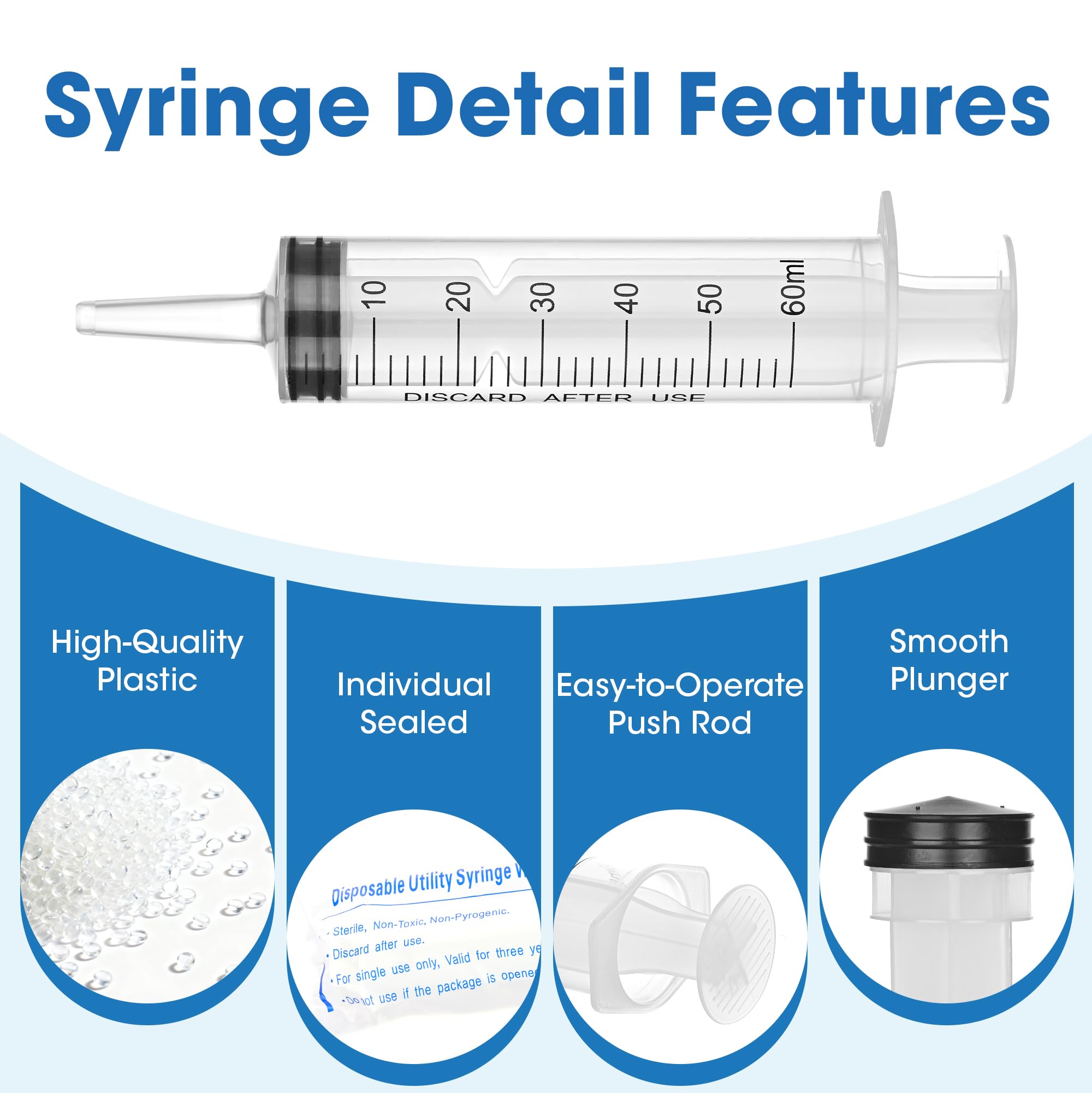BHOWISK 60mL syringe with airtight seal prevents leaks during use.