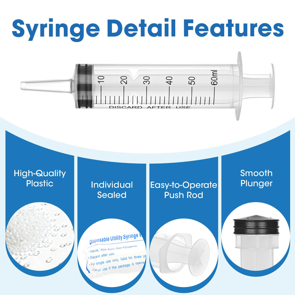 BHOWISK 60mL syringe with airtight seal prevents leaks during use.
