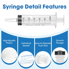 BHOWISK 60mL syringe with airtight seal prevents leaks during use.