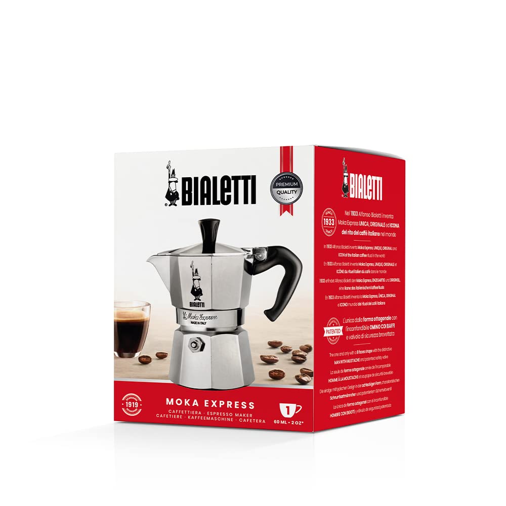 Bialetti Moka Express in 6-cup size for sharing Italian coffee at home.
