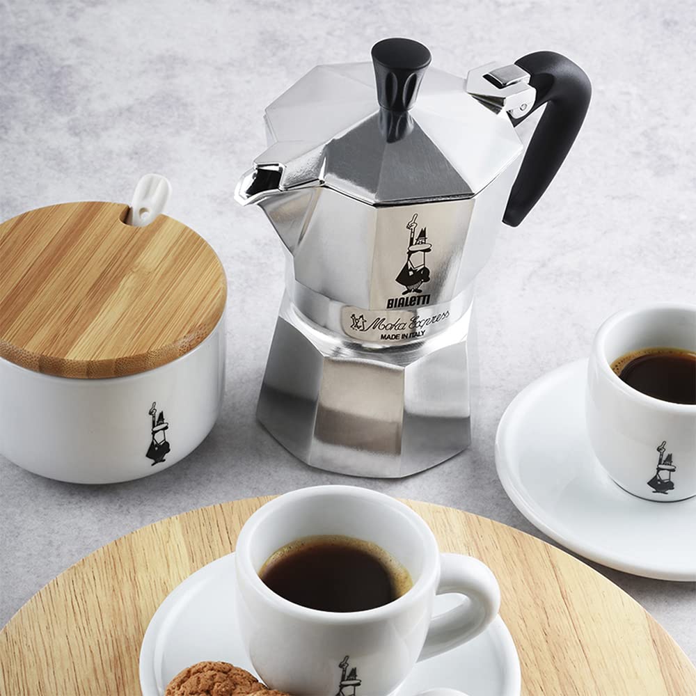 Bialetti Moka Express silver aluminium body ready for induction.