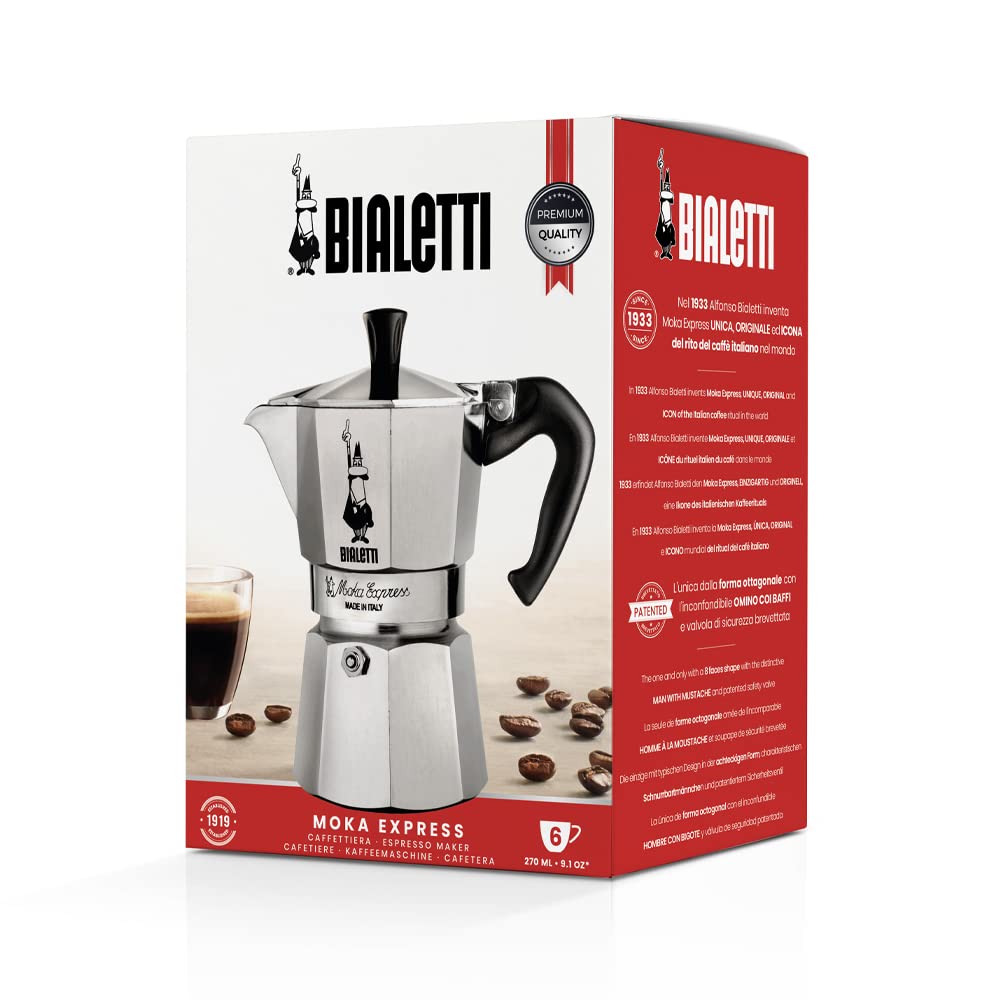 Bialetti Moka Express six-cup model fits small gatherings and personal use.