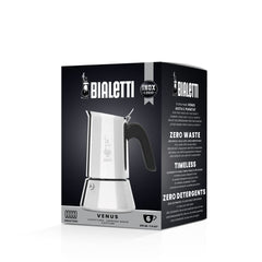 Bialetti Venus stovetop espresso maker with sleek stainless steel body