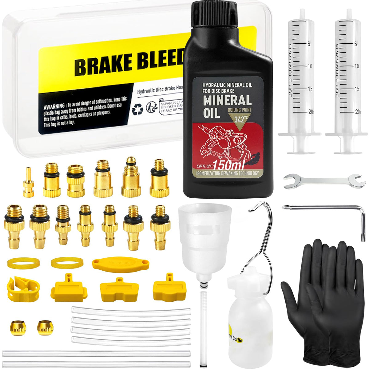 Bibokltiy brake bleed kit with 13 brass connectors for versatile Shimano-compatible maintenance
