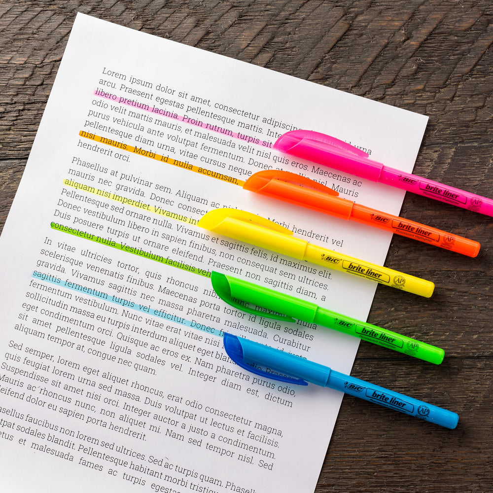 Long-lasting BIC highlighters write up to eight hours without drying