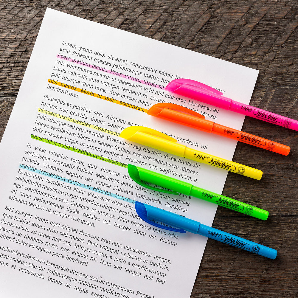 BIC Brite Liner highlighters stay reliable up to eight hours even when uncapped.