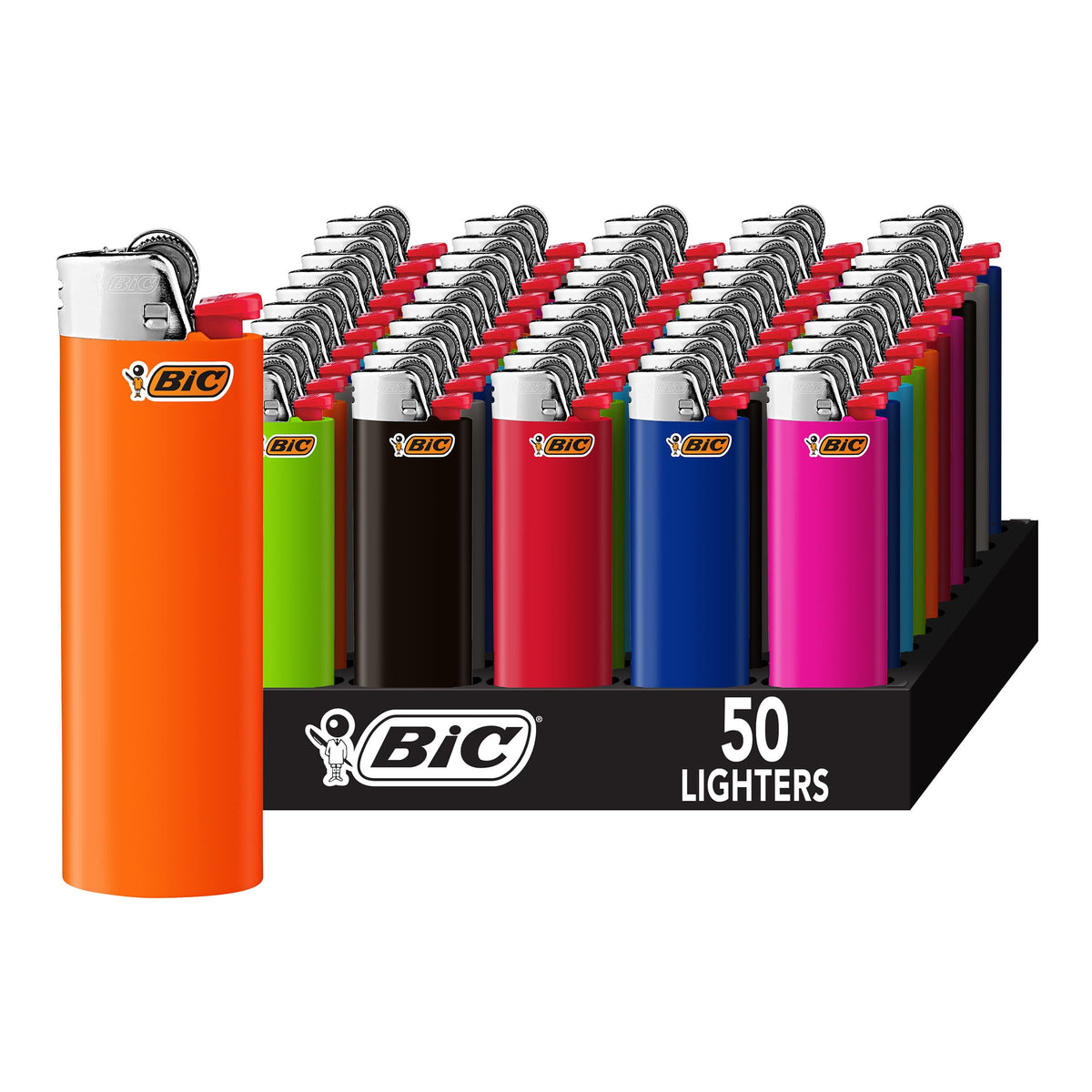 BIC Classic lighter color assortment tray for versatile indoor and outdoor lighting.