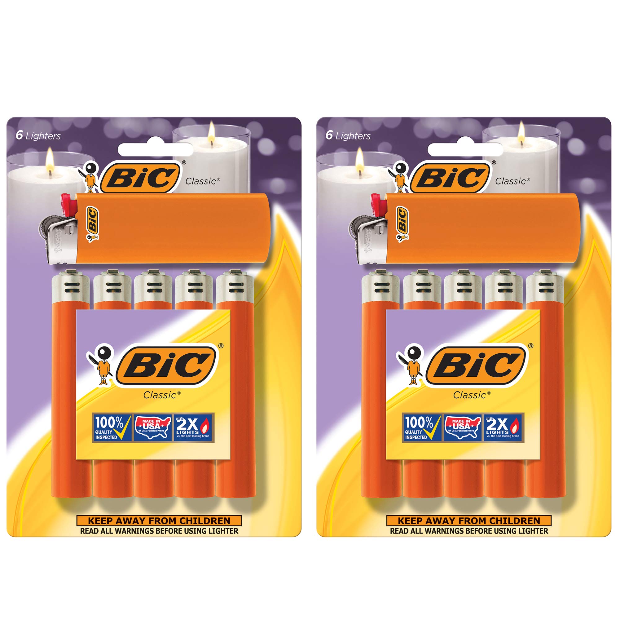 BIC Classic Maxi Pocket Lighter orange front view, compact and dependable for everyday use.