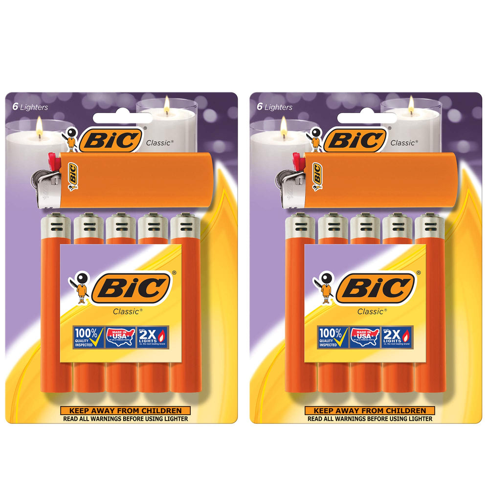 BIC Classic Maxi Pocket Lighter orange front view, compact and dependable for everyday use.