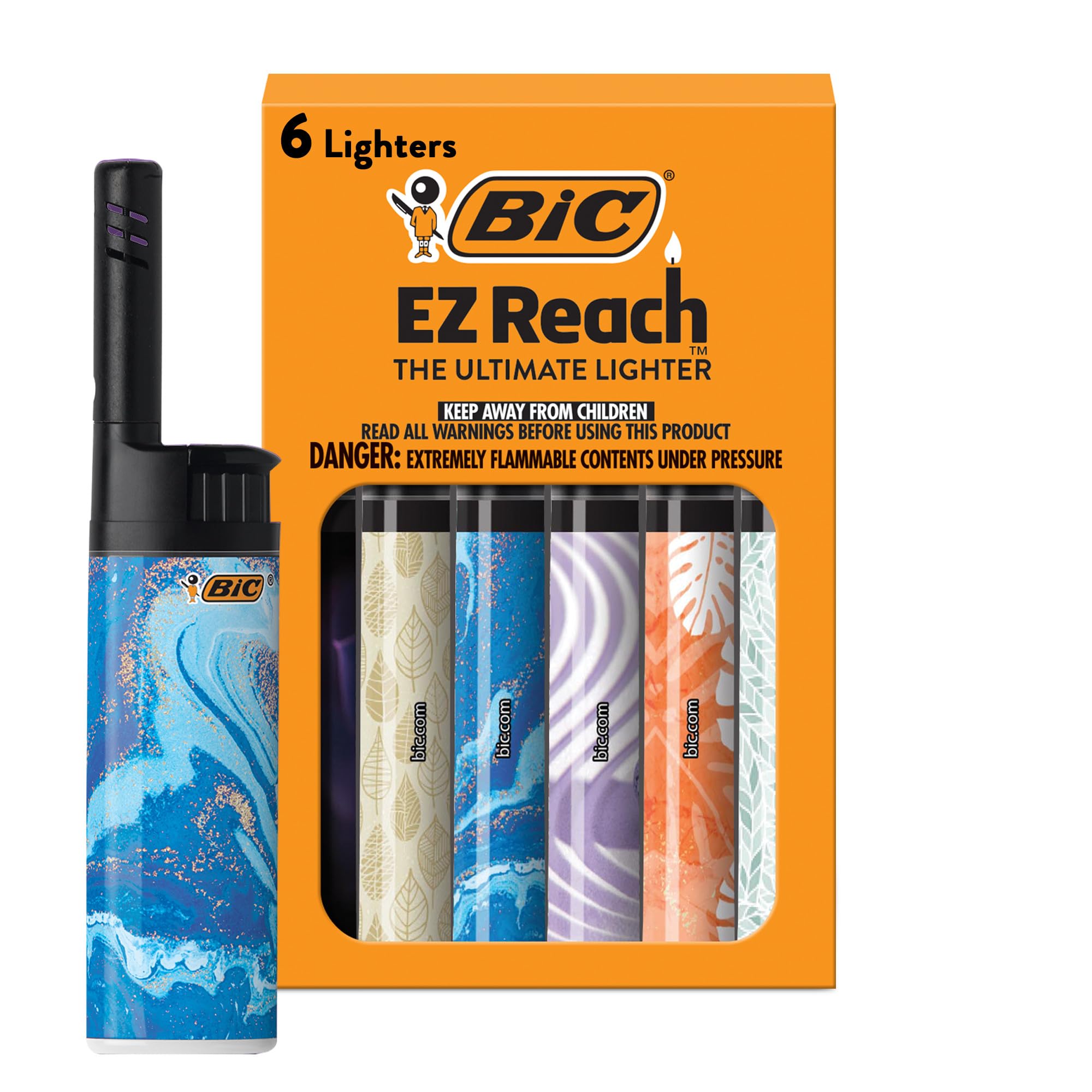 BIC EZ Reach lighters with extended wand for safer candle lighting at home.