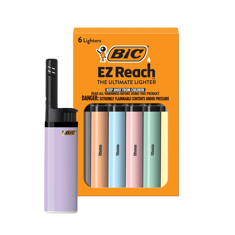 BIC EZ Reach pastel pack lighters show six colors for easy candle lighting