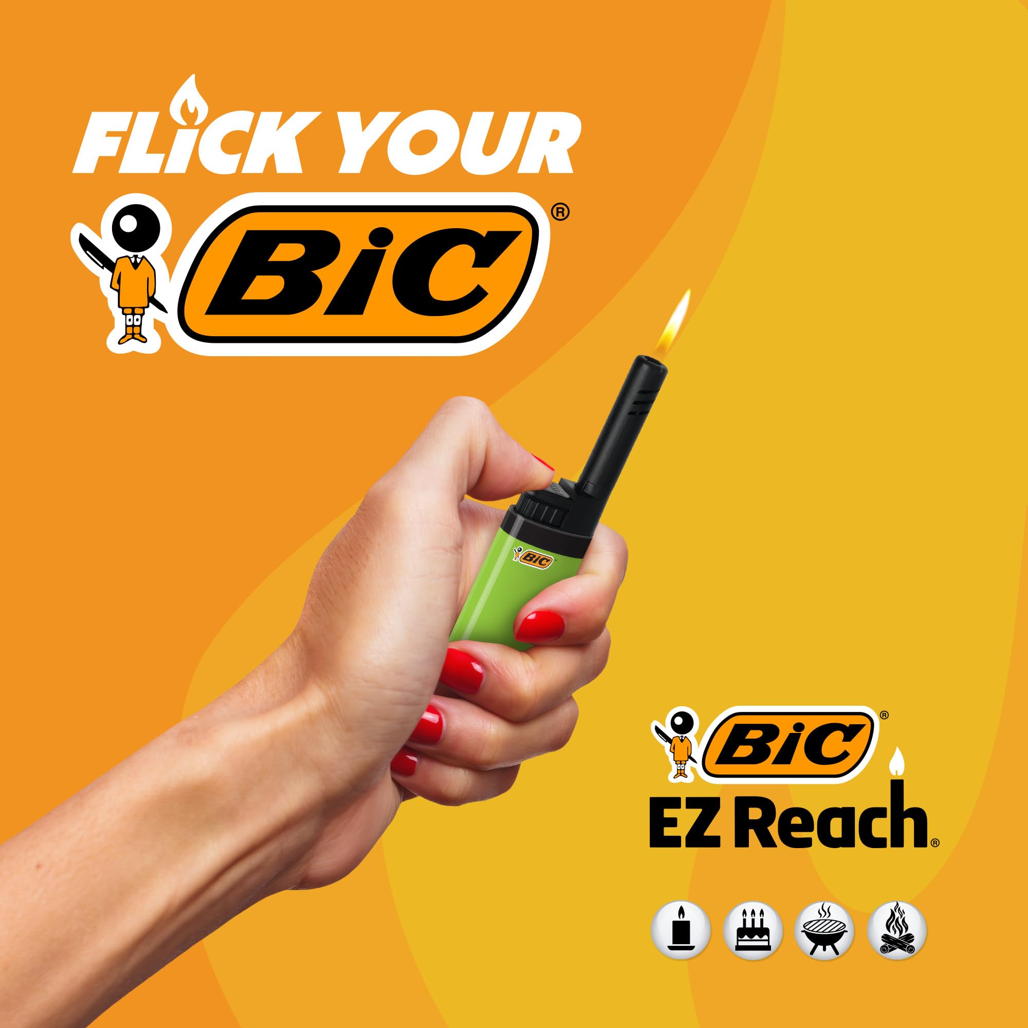 Six-pack BIC EZ Reach lighters ready for gifting and home use