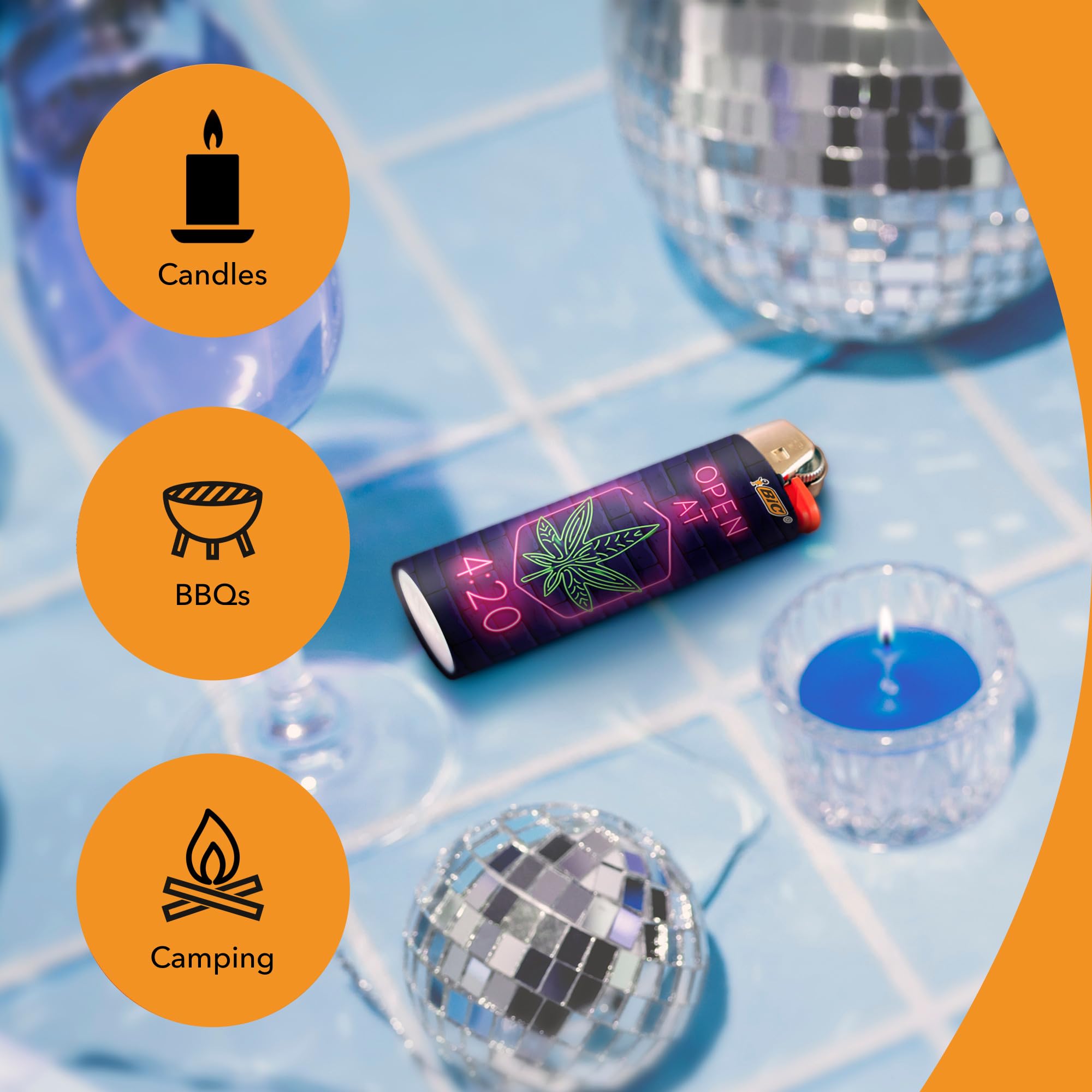 BIC Maxi Pocket Lighter Counterculture design Chroma Pop: easy to grab for quick lighting anywhere.