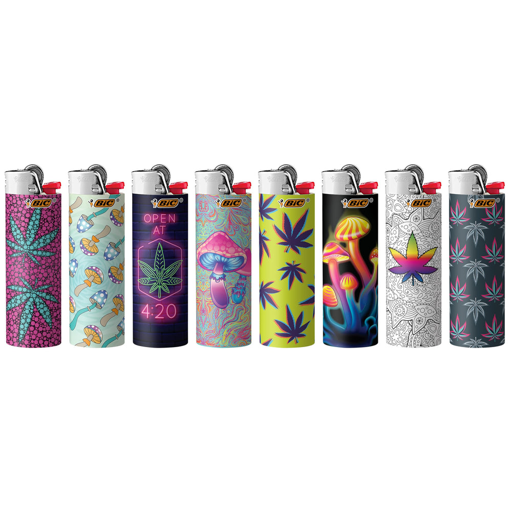 BIC Maxi Pocket Lighter Counterculture design Neon Pulse: steady flame for camping and barbecues.