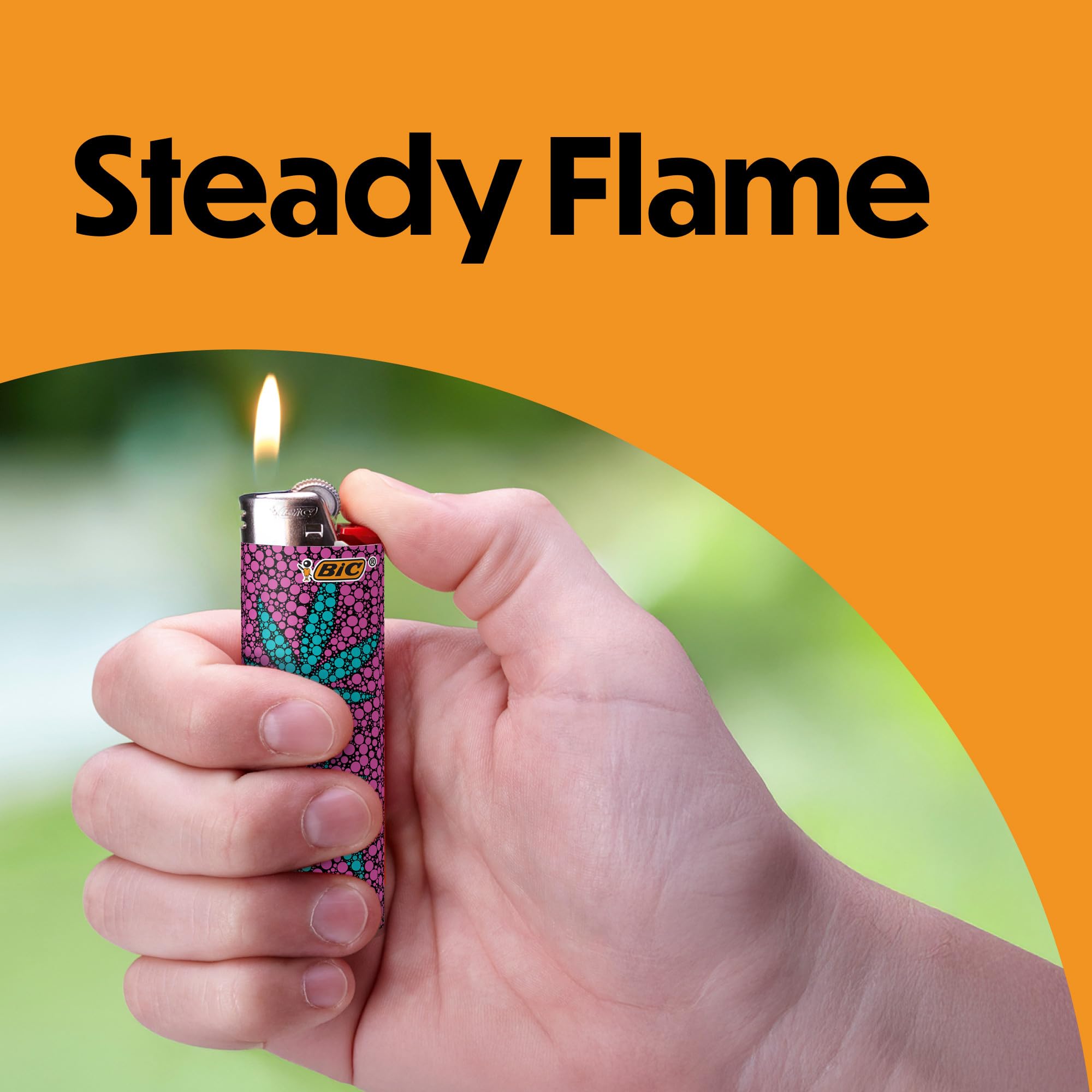 BIC Maxi Pocket Lighter Counterculture design Rainbow Stripe: reliable lighter with long life for grills.