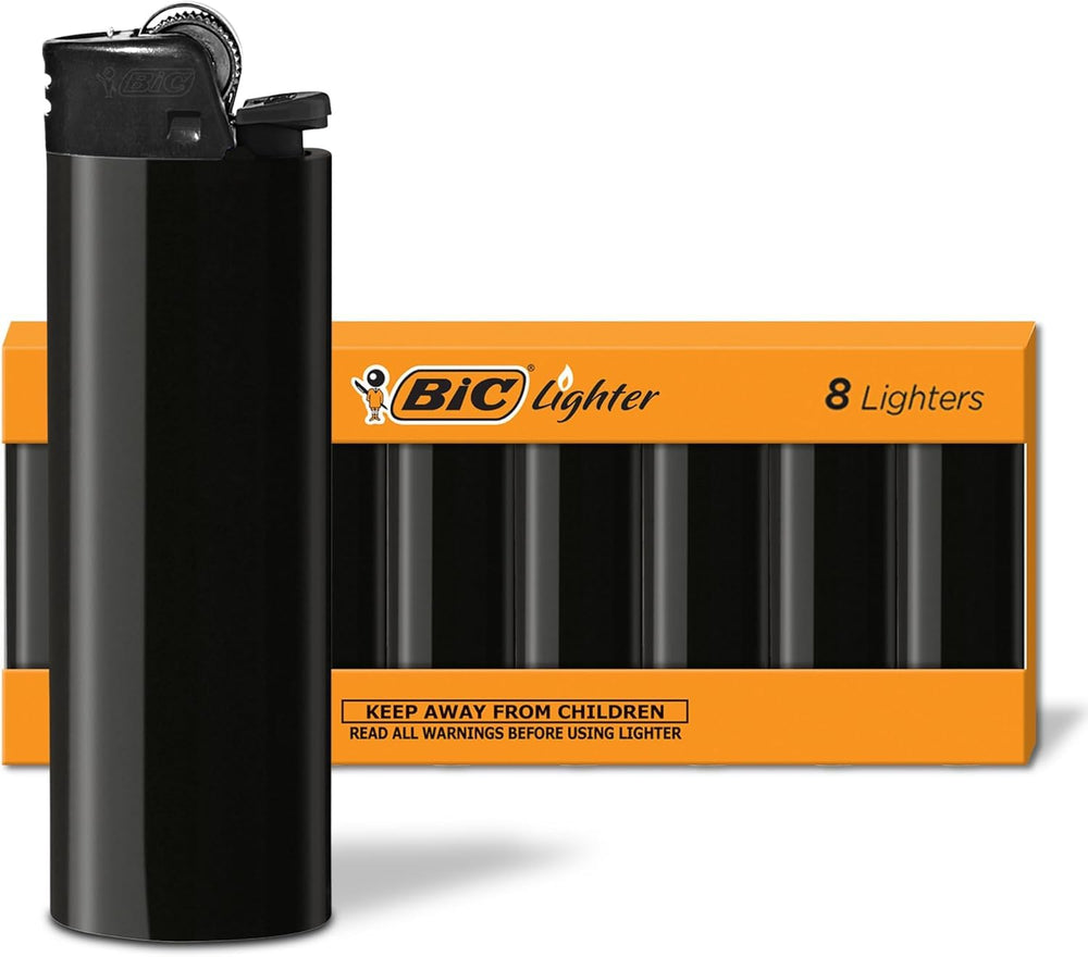 BIC Maxi Pocket Lighters all-black 8-pack for reliable everyday lighting.