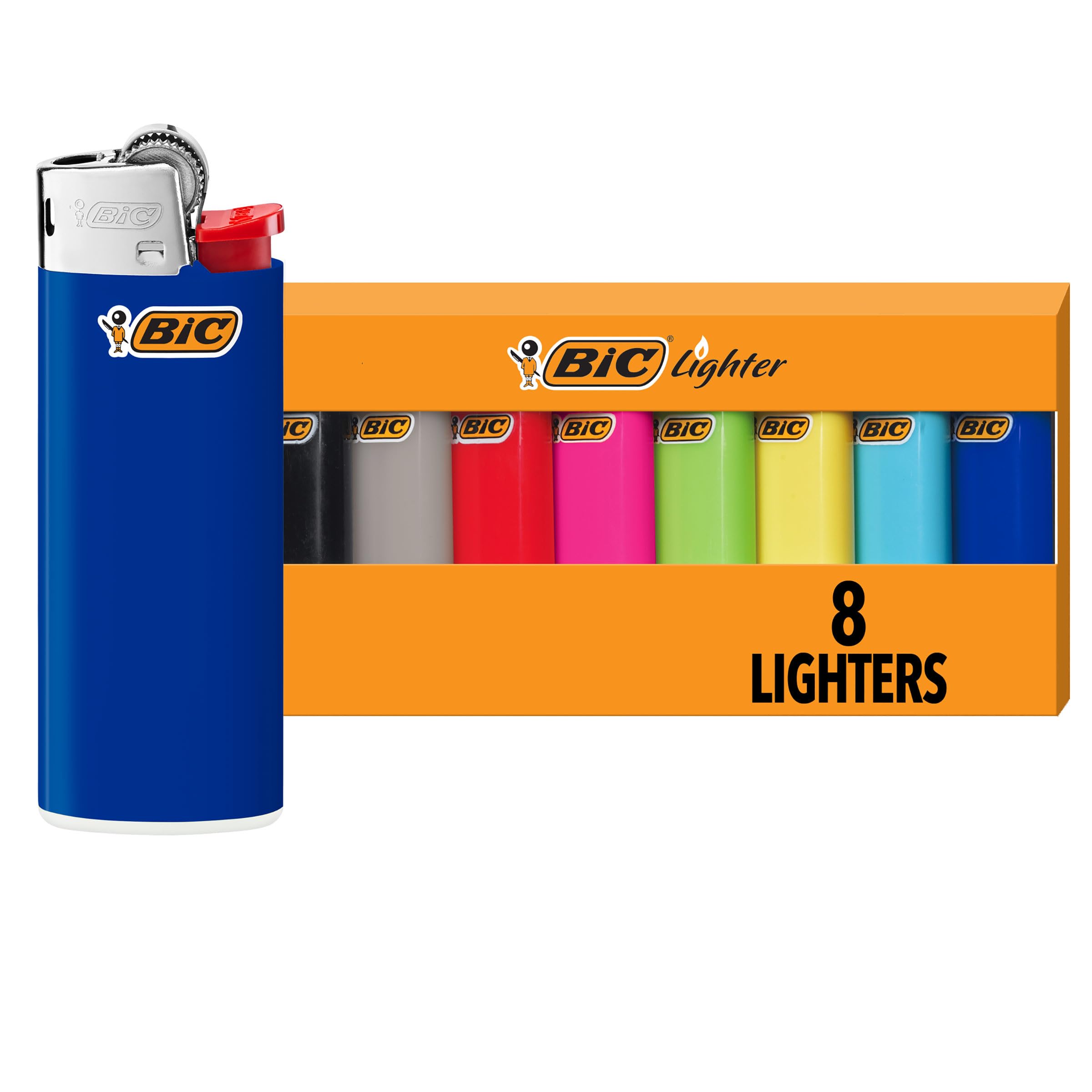 BIC Mini Lighters eight-pack with assorted colors for easy candle lighting.