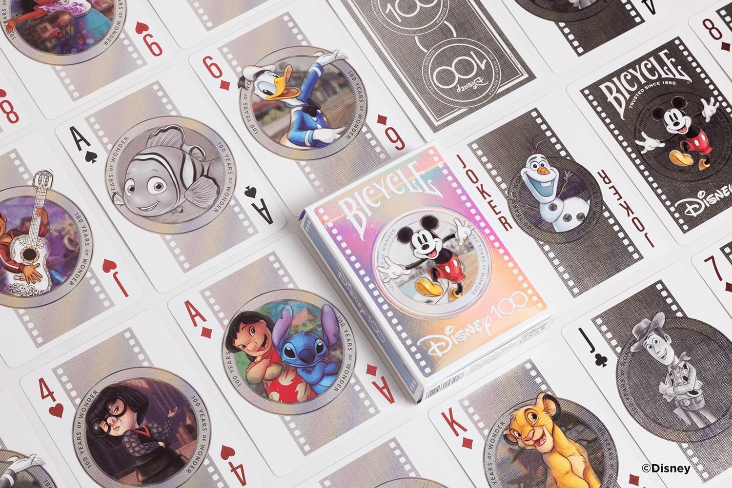 Bicycle Disney 100 Year card back with embossed design for tactile appeal