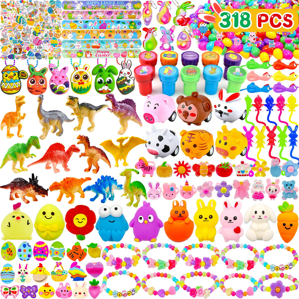 bider Easter eggs with toys inside for kids’ treasure hunts and party fun.