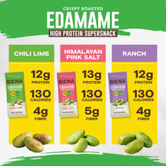Biena Avocado oil roasted edamame in a 1oz pouch.