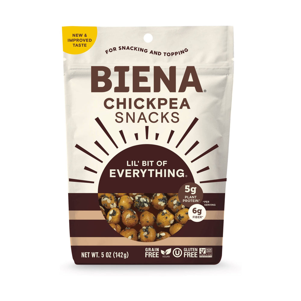 Ingredients label detail on BIENA Lil Bit Evrythin package.