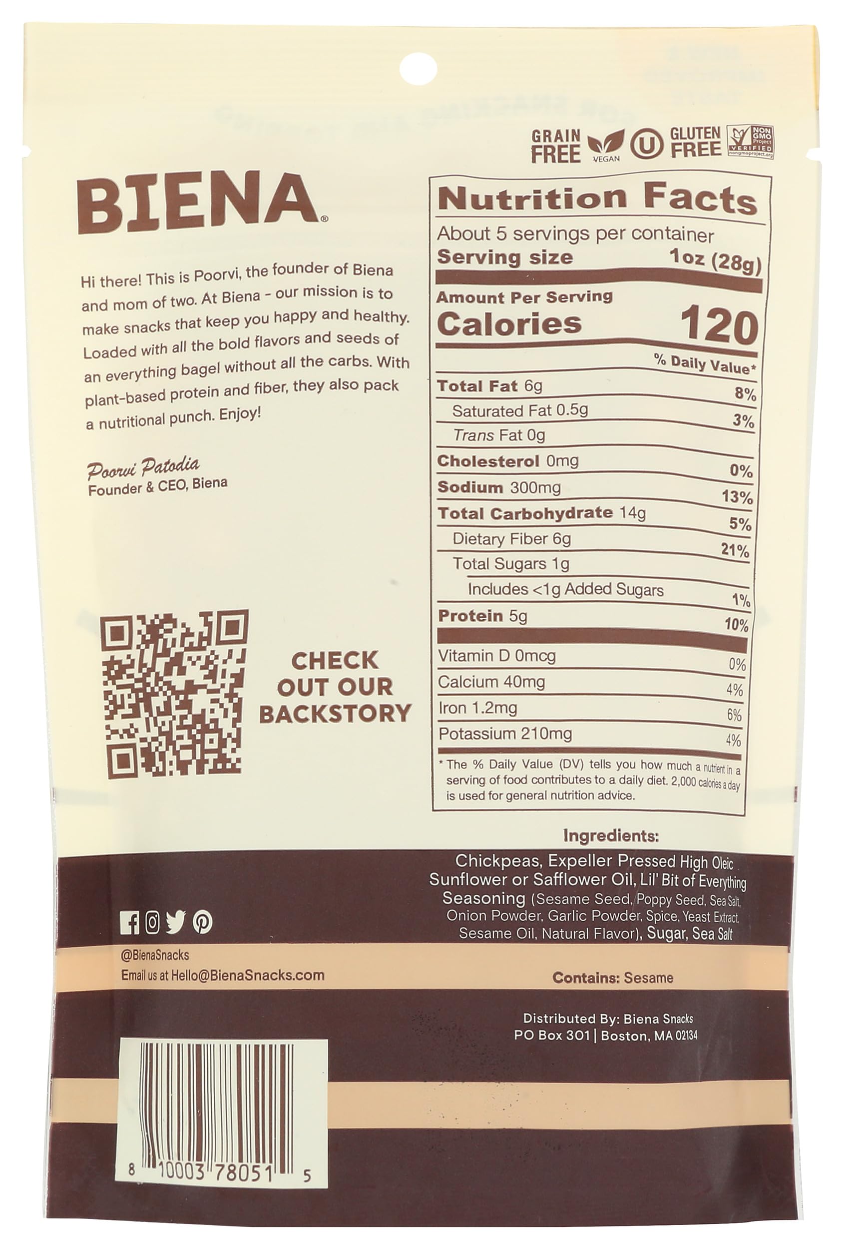 BIENA Lil Bit Evrythin in bowl, ready for a quick crunchy snack.