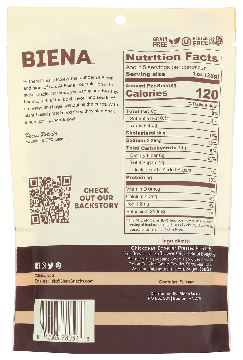 BIENA Lil Bit Evrythin in bowl, ready for a quick crunchy snack.