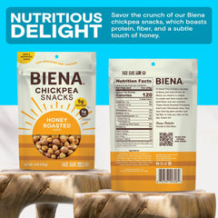 Close-up of BIENA chickpeas showing crisp, light texture
