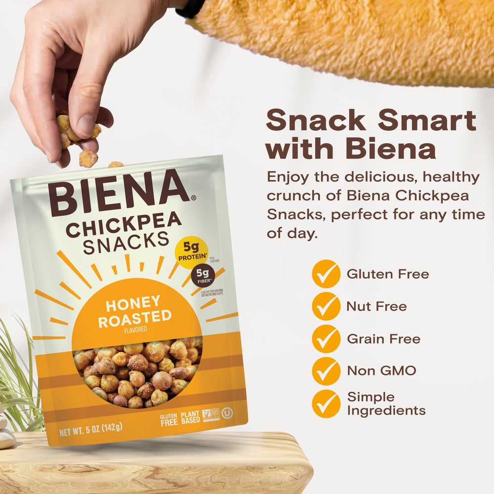 BIENA Honey Roasted Chickpeas used as a salad topping