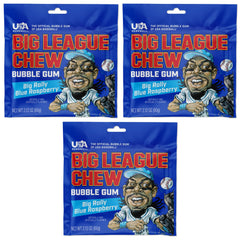 Big League Chew Blue Raspberry 3-pack front view, ideal for game-day snacking