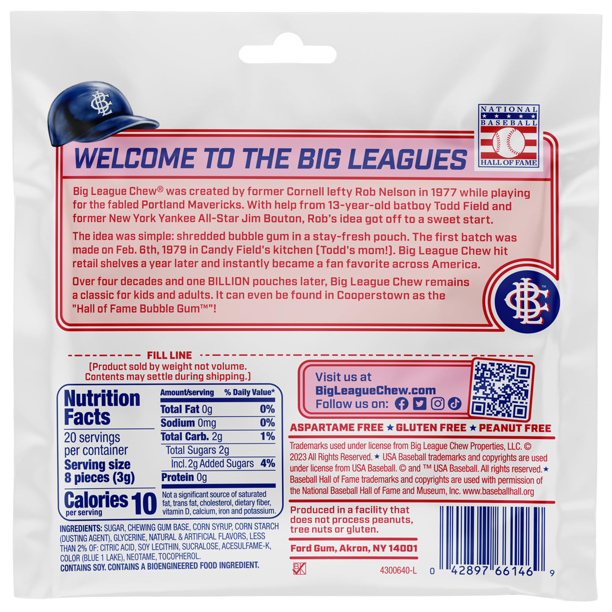 Big League Chew Blue Raspberry packets close-up, sealed for freshness and sharing