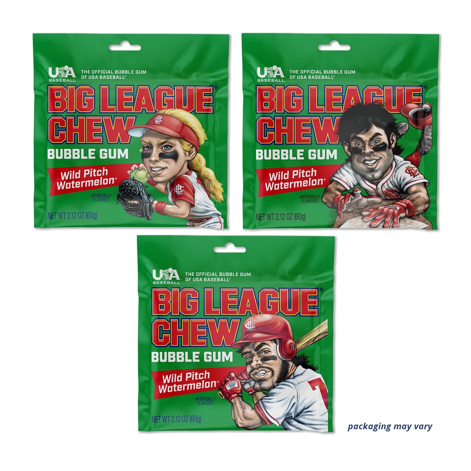 Concession stand display of Big League Chew packaging for events and teams.