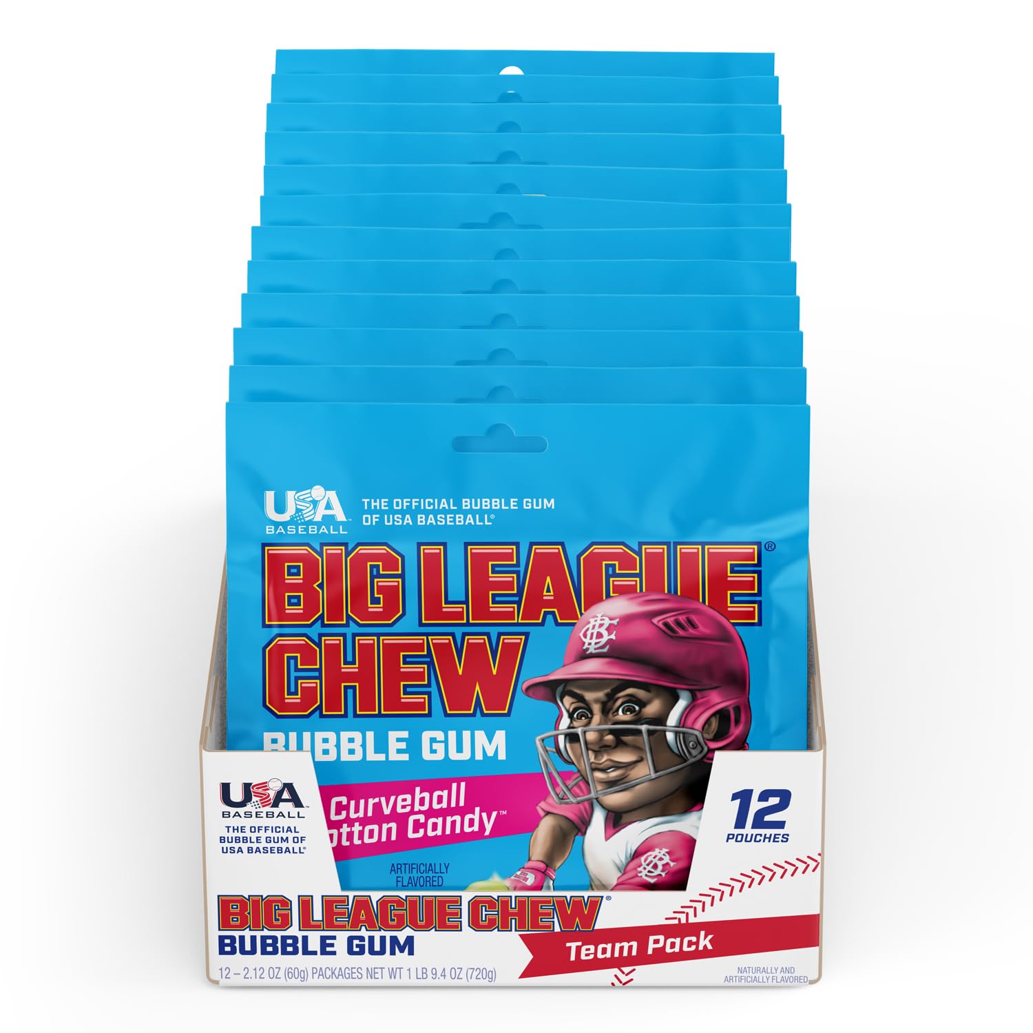 Big League Chew Curveball pack contents feature bite-sized shreds for quick chewing.