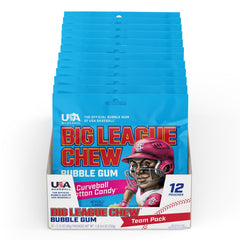 Big League Chew Curveball pack contents feature bite-sized shreds for quick chewing.