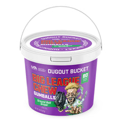Big League Chew dugout bucket with grape flavor gumballs for quick team sharing