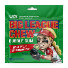 Stay fresh pouch from Big League Chew preserves flavor for later chewing.