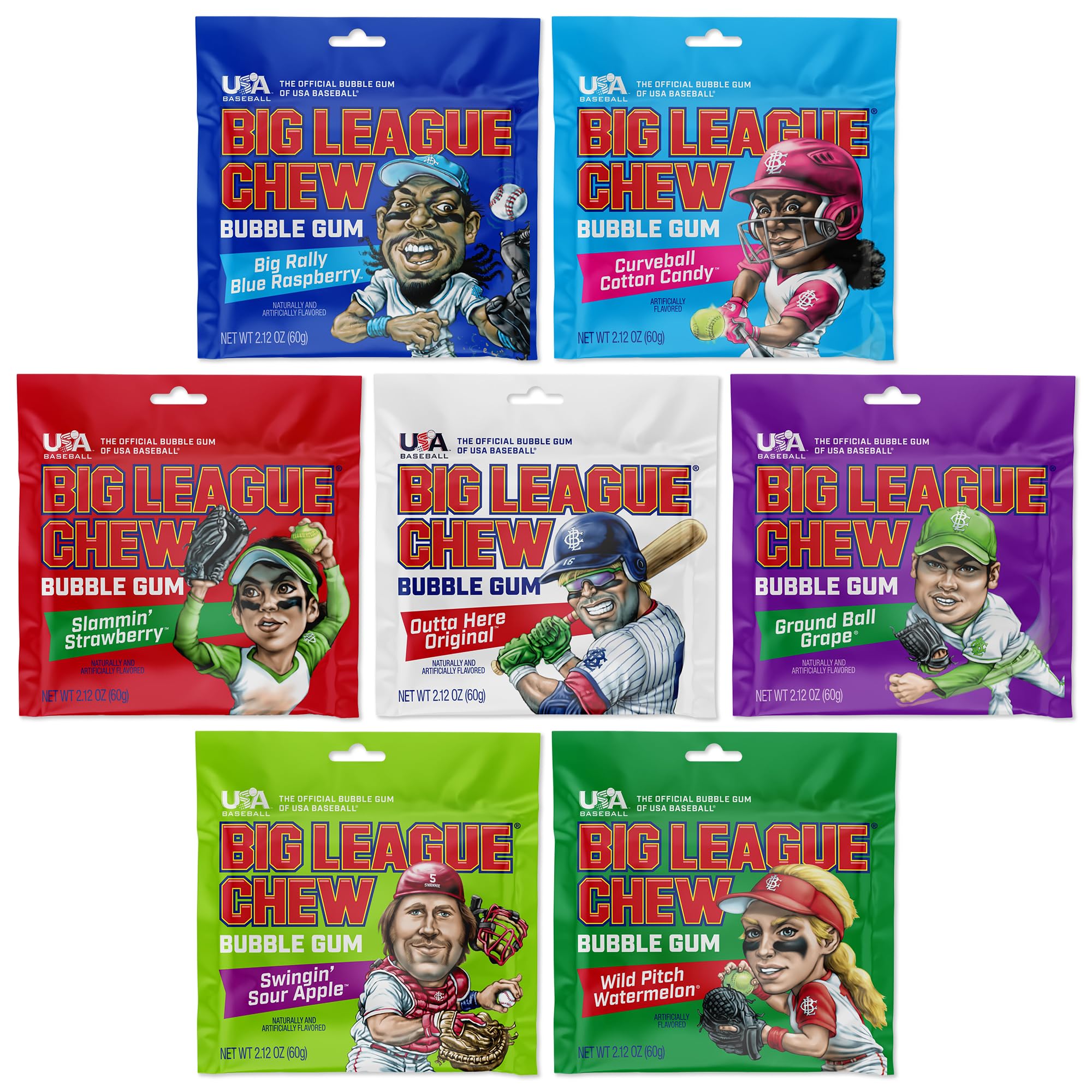 Big League Chew variety pack with 7 flavors, ideal for teams and events.