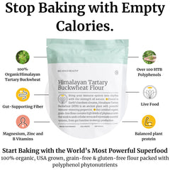 Big Bold Health buckwheat flour label highlights phytonutrients and minerals