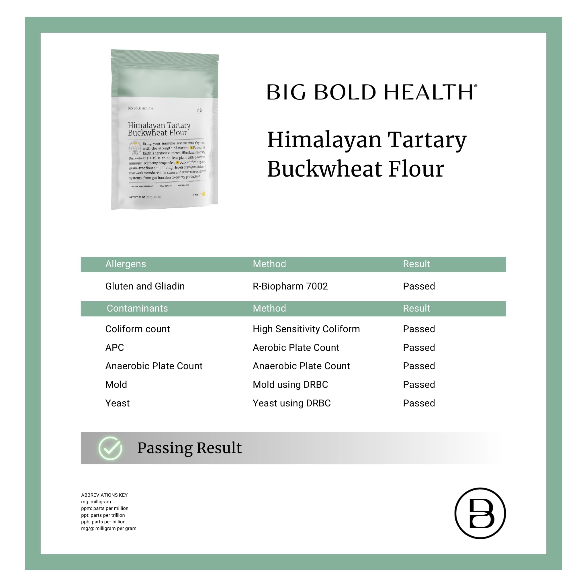 Big Bold Health gluten-free buckwheat flour jar on a kitchen counter