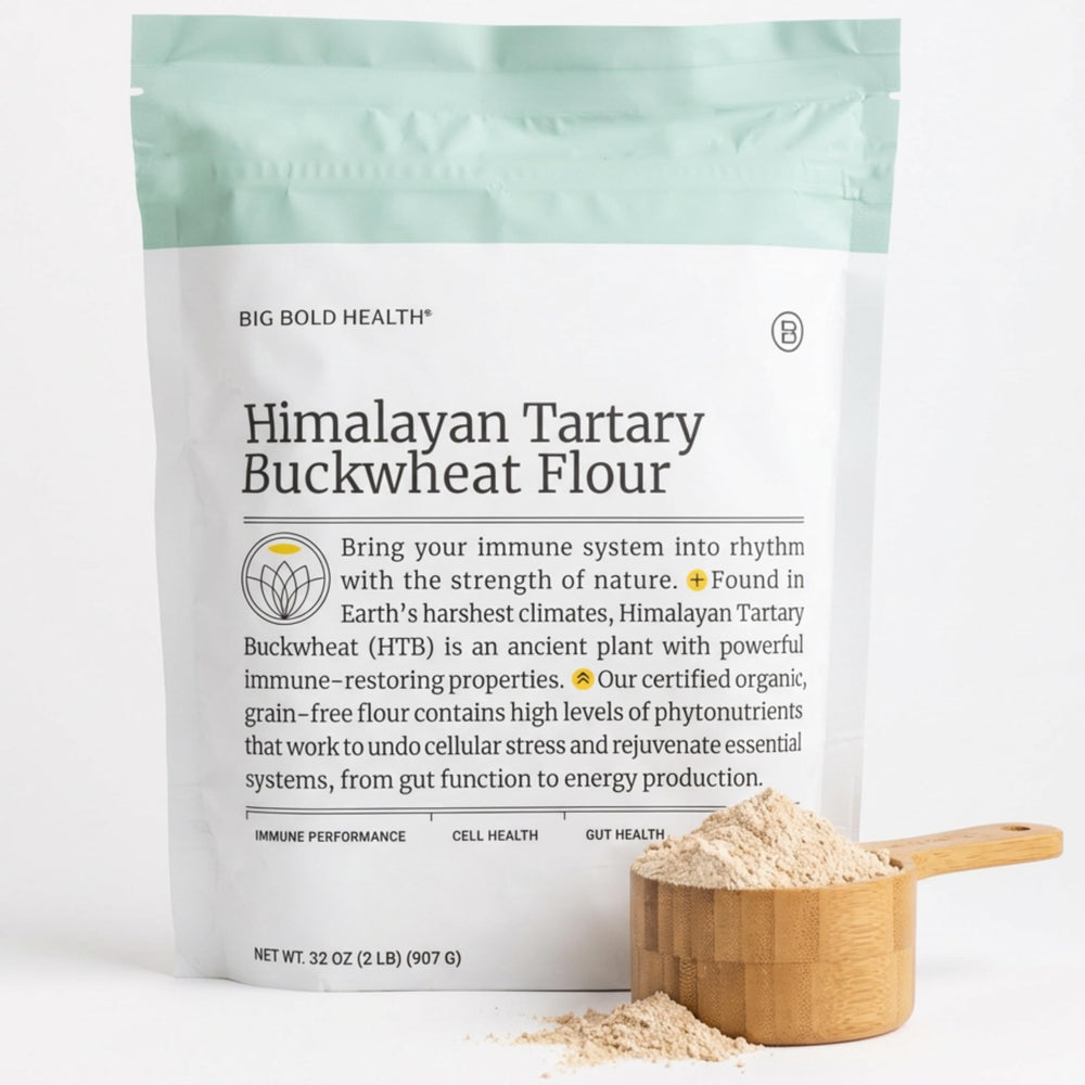 Big Bold Health organic Himalayan Tartary buckwheat flour packaging with USDA Organic seal