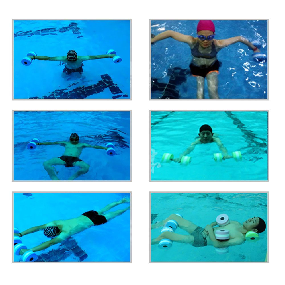 BigBoss aqua fitness bars in water demonstrating vertical suspension for a full-body move.