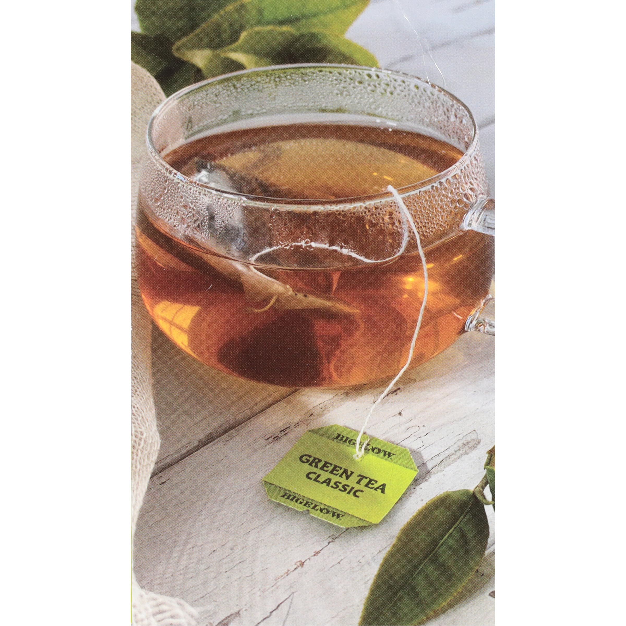 Foil pouches preserve aroma and freshness of Bigelow Classic Green Tea.