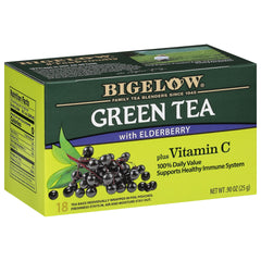 Bigelow Green Tea with Elderberry Plus Vitamin C cup for a refreshing morning boost