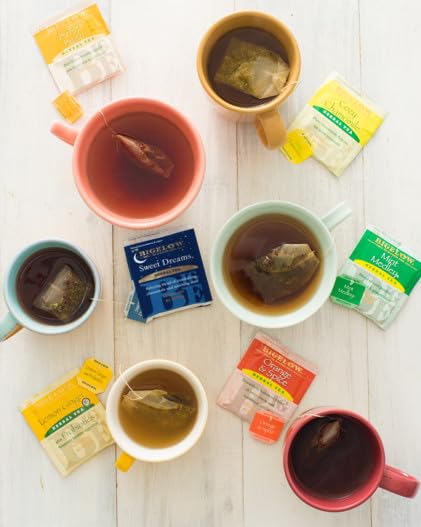 Bigelow Lemon Ginger tea bag featuring zesty lemon and ginger for gentle warmth.